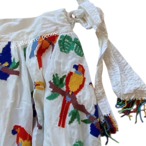 NWT Farm Rio Stitched Birds Tropical Parrots Full Skirt Medium - Picture 8 of 13